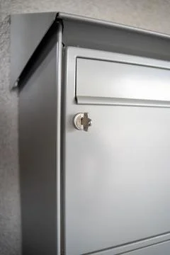 Mail box -with an inserted key Stock Photos