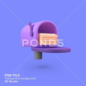 Mail box isolated 3d render icon illustration PSD Template