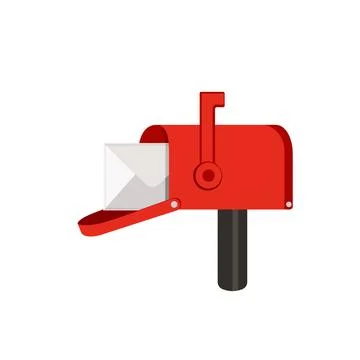 Mail box with a mail half open colored vector illustration Stock Illustration