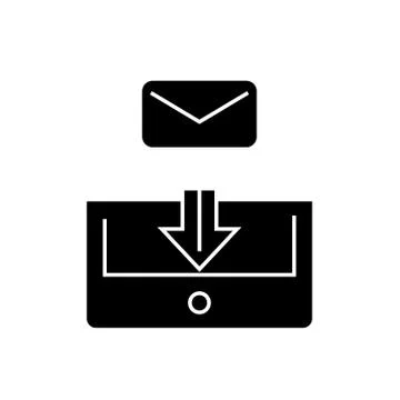 Mail box post black vector concept icon. Mail box post flat illustration, sign Illustration