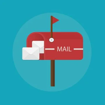 Mail box post icon. Flat design illustration. Stock Illustration