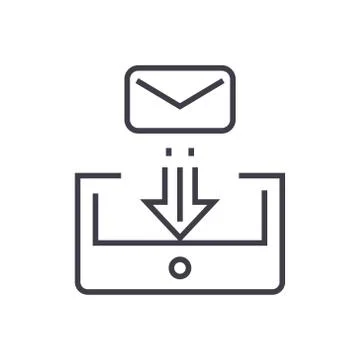 Mail box post linear icon, sign, symbol, vector on isolated background Stock Illustration