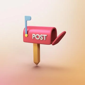 Mail box post - stylized 3d CGI icon object Stock Illustration