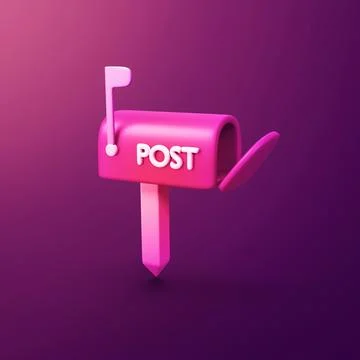 Mail box post - stylized 3d CGI icon object, Not gen Ai Stock Illustration
