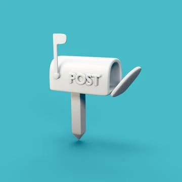 Mail box post - stylized 3d CGI icon object, Not gen Ai Stock Photos