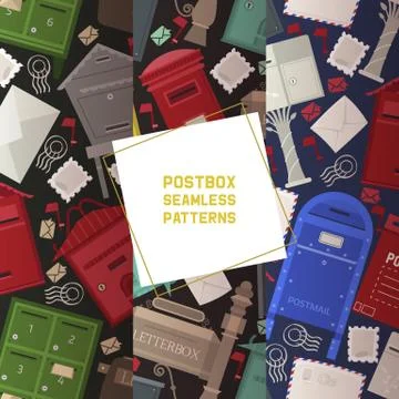 Mail box vector seamless pattern post mailbox postal mailing letterbox Stock Illustration