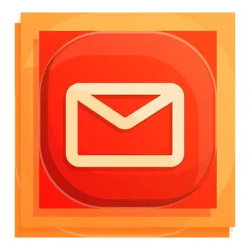 Mail button interface icon, cartoon style 스톡 일러스트