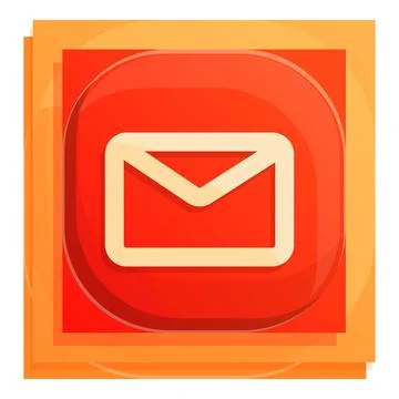 Mail button interface icon, cartoon style 스톡 일러스트