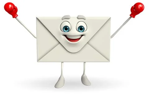 Mail character with boxing gloves Stock Illustration