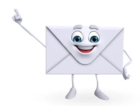 Mail character is pointing Stock Illustration