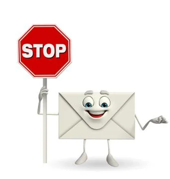 Mail character with stop sign Stockillustratie