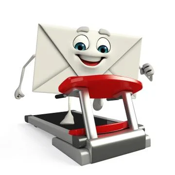 Mail character with walking machine Stock Illustration