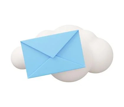 Mail cloud 3d render. Minimal 3d render illustration isolated on white back.. Illustrazione stock