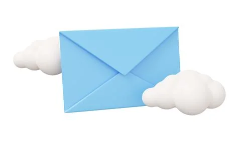 Mail cloud 3d render. Minimal 3d render illustration isolated on white back.. Illustrazione stock