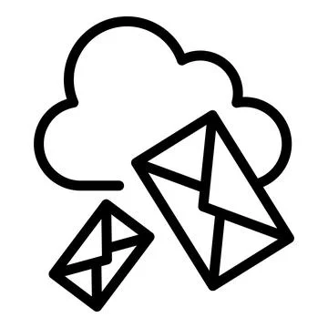 Mail cloud data icon outline vector. Video work Stock Illustration