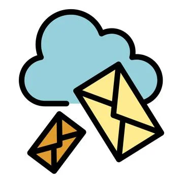 Mail cloud data icon vector flat Stock Illustration