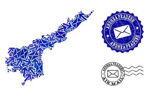 Mail Communication Composition of Mosaic Map of Andhra Pradesh State and Illustrazione stock