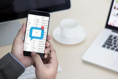 Mail Communication Connection message to mailing contacts phone Global Letter 스톡 사진