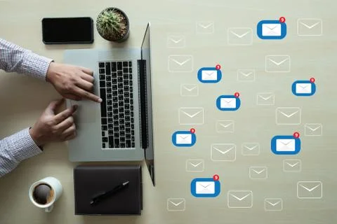Mail Communication Connection message to mailing contacts phone Global Letter Foto stock