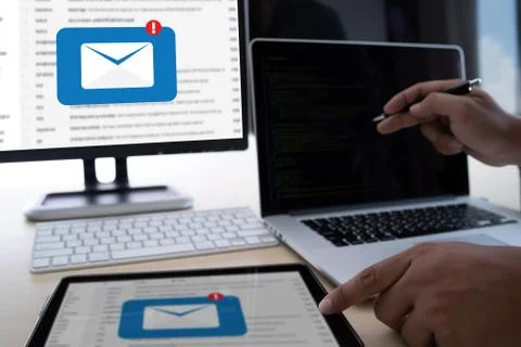Mail Communication Connection message to mailing contacts phone Global Letter Stock-Fotos