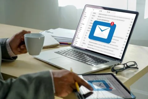 Mail Communication Connection message to mailing contacts phone Global Letter Stock Photos