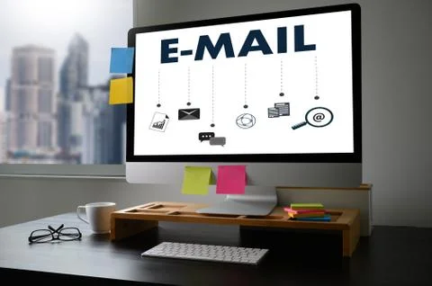 Mail Communication Connection message to mailing contacts phone Global Letter Foto stock