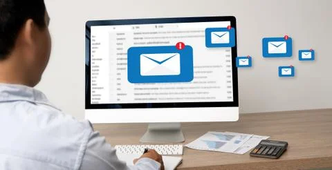 Mail Communication Connection message to mailing contacts phone Global Letter Foto stock