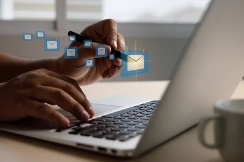 Mail Communication Connection message to mailing contacts phone Global Letter Stock Photos