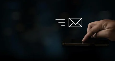 Mail Communication Connection message to mailing contacts phone Global Lett.. Stock Photos