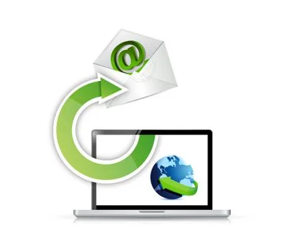 Mail communication using a laptop. illustration Stock Illustration
