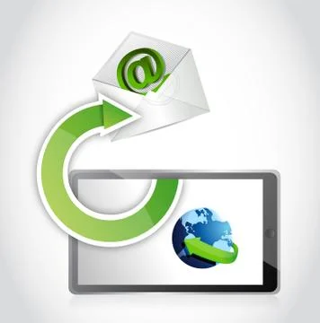 Mail communication using tablet. illustration Illustrazione stock