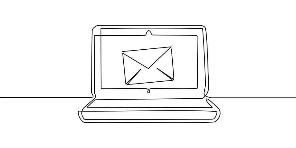 Mail continuous art line one icon email letter vector paper message. Line Stock Illustration