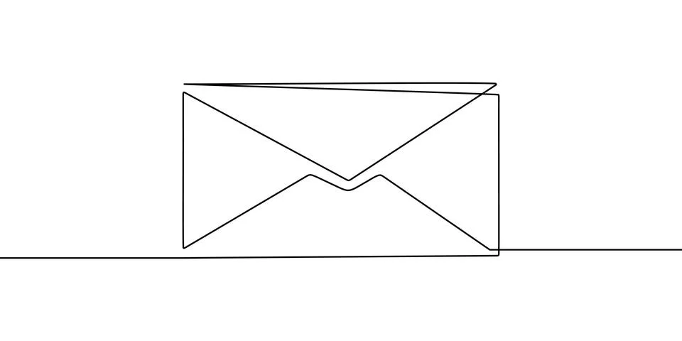 Mail continuous line one art icon email letter vector paper message. Line Stock Illustration