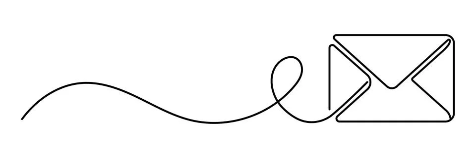 Mail continuous one line drawing, Continuous Line Drawing email, letter or .. Stock-Illustration
