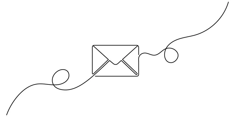Mail continuous one line drawing, Continuous Line Drawing email, letter or .. Stock Illustration