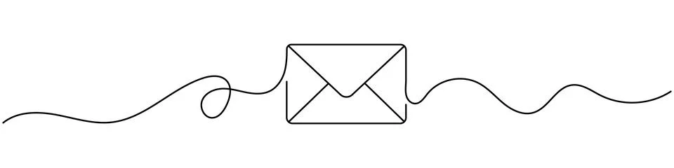 Mail continuous one line drawing, Continuous Line Drawing email, letter or .. Stock Illustration