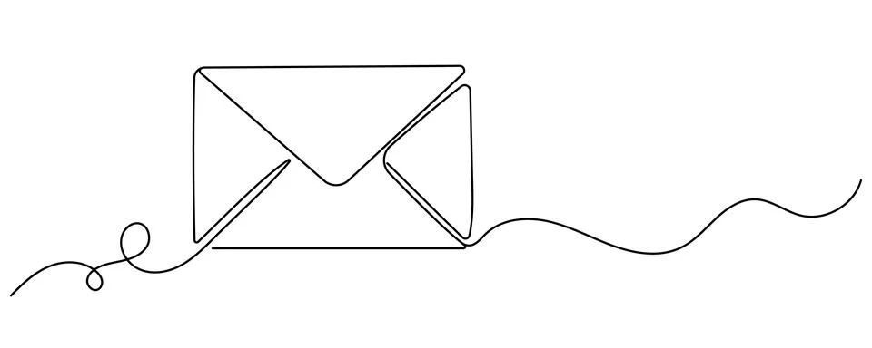 Mail continuous one line drawing, Continuous Line Drawing email, letter or .. Stock Illustration