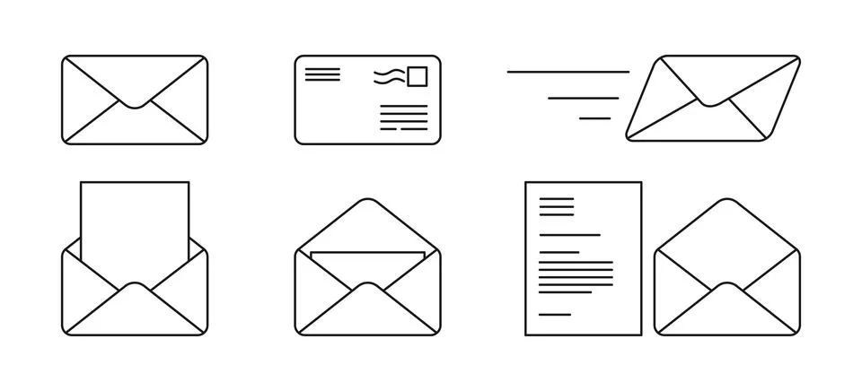 Mail correspondence envelope icon set イラスト素材