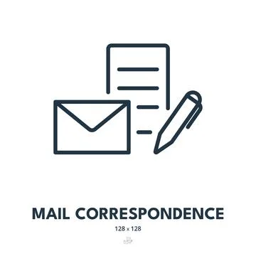 Mail Correspondence Icon. Email, Envelope, Letter. Editable Stroke Stock Illustration