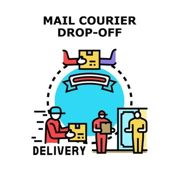 Mail courier drop off parcel delivery service concept Stock Illustration