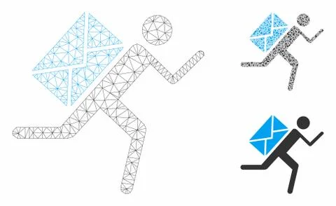 Mail Courier Vector Mesh 2D Model and Triangle Mosaic Icon Stock Illustration