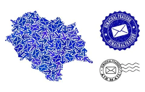 Mail Delivery Composition of Mosaic Map of Himachal Pradesh State and Textured Stock Illustration