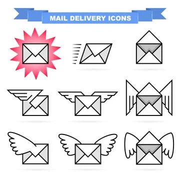 Mail delivery icons Stock Illustration