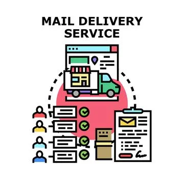 Mail delivery service and e commerce logistics process Stock Illustration