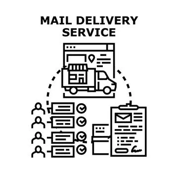 Mail delivery service and e commerce logistics process イラスト素材