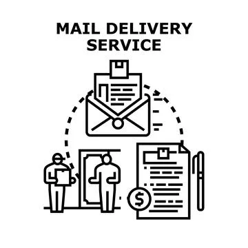 Mail delivery service sending and delivering correspondence Stock Illustration