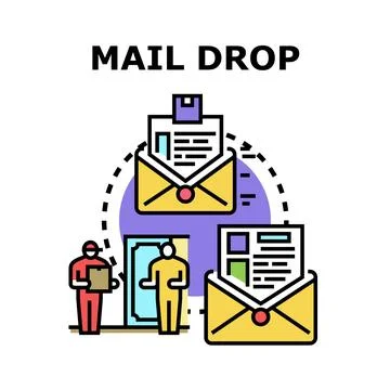 Mail drop delivery service receiving correspondence concept Stock Illustration
