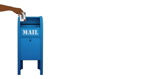 Mail Dropped into Postal Box Mailbox on White Stock Footage 143556740