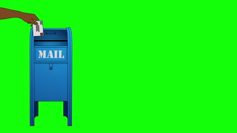 Mail Dropped into Postal Box Mailbox on Green Screen Alpha Matte Stock Footage 143556841