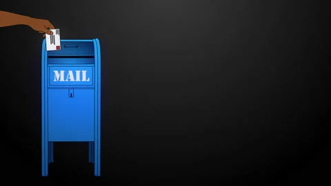Mail Dropped into Postal Box Mailbox on Black Stock Footage 143557982